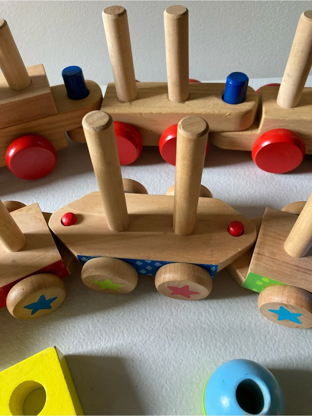 Melissa & Doug Wooden Stacking Train Toy Lot Multicolor, Ages 2+